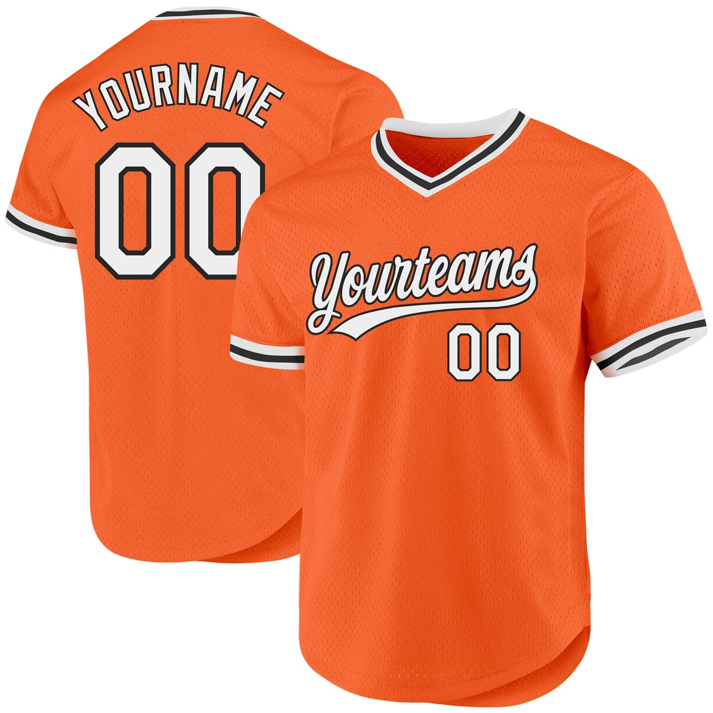 Custom Orange White-Black Authentic Throwback Baseball Jersey - Sky-Custom