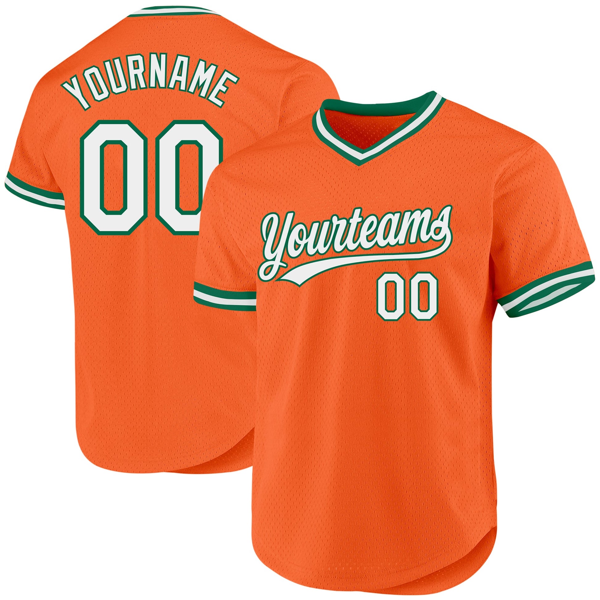 Custom Orange White-Kelly Green Authentic Throwback Baseball Jersey - Sky-Custom