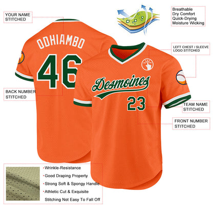 Custom Orange Green-White Authentic Throwback Baseball Jersey - Sky-Custom