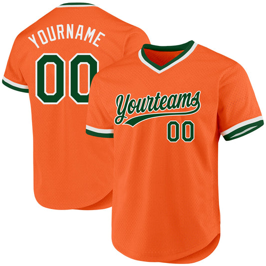 Custom Orange Green-White Authentic Throwback Baseball Jersey - Sky-Custom
