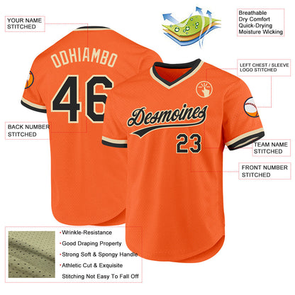 Custom Orange Black-Cream Authentic Throwback Baseball Jersey - Sky-Custom