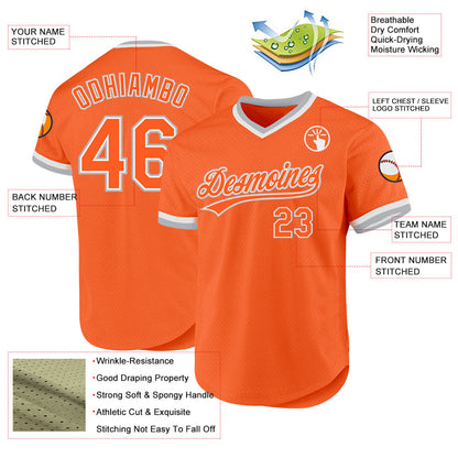 Custom Orange Gray-White Authentic Throwback Baseball Jersey - Sky-Custom