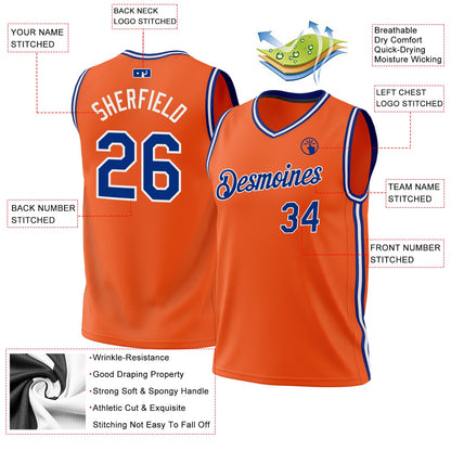 Custom Orange Royal-White Authentic Throwback Basketball Jersey - Sky-Custom