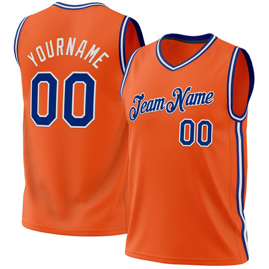 Custom Orange Royal-White Authentic Throwback Basketball Jersey - Sky-Custom