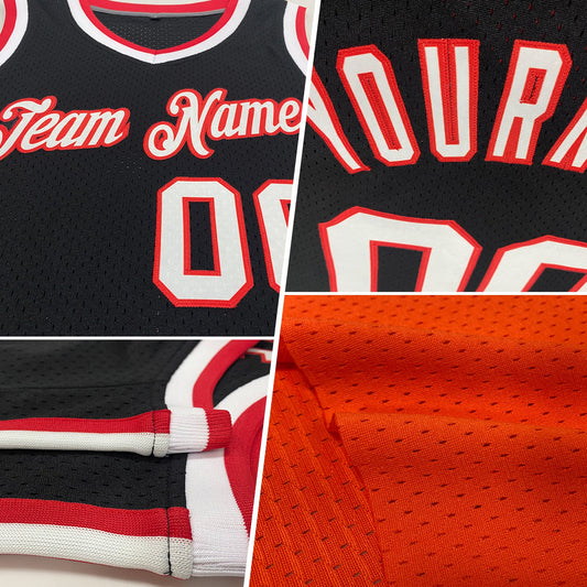 Custom Orange Black-White Authentic Throwback Basketball Jersey - Sky-Custom