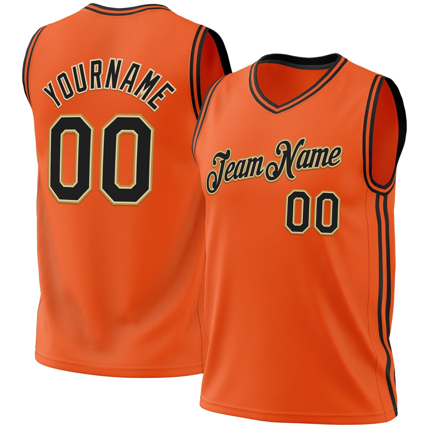 Custom Orange Black Cream-Old Gold Authentic Throwback Basketball Jersey - Sky-Custom