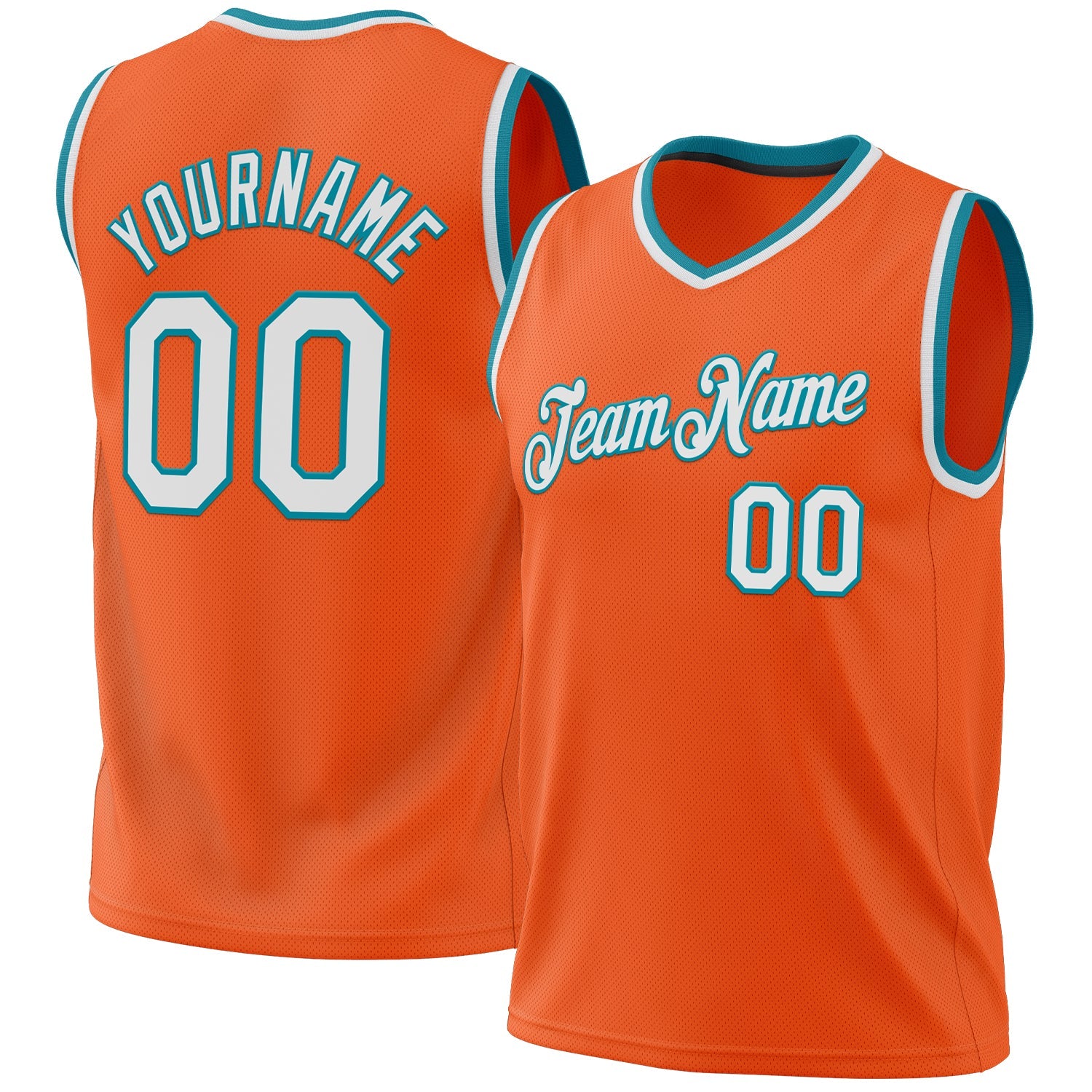 Custom Orange White-Teal Authentic Throwback Basketball Jersey - Sky-Custom