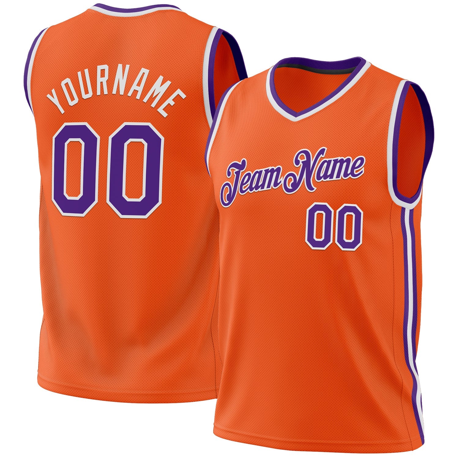 Custom Orange Purple-White Authentic Throwback Basketball Jersey - Sky-Custom