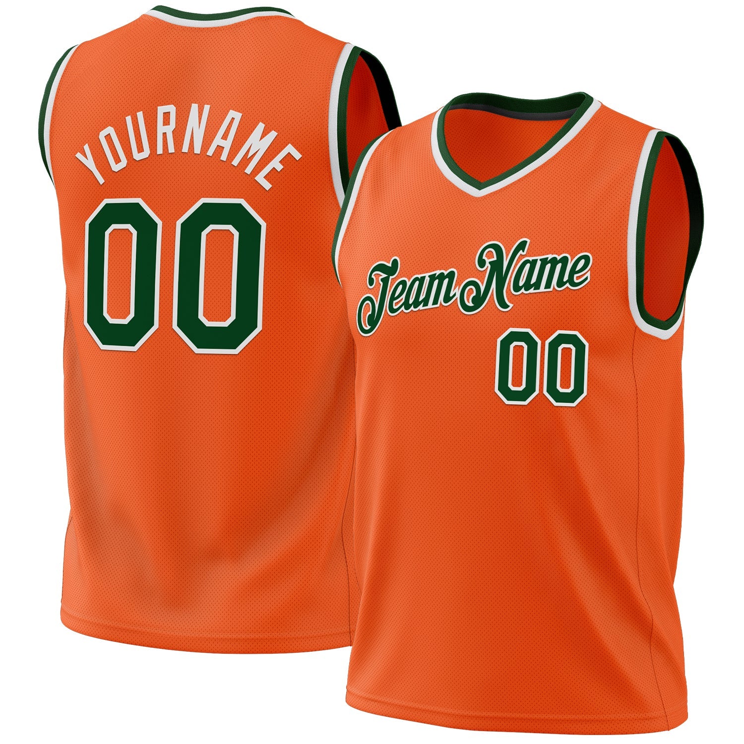 Custom Orange Green-White Authentic Throwback Basketball Jersey - Sky-Custom