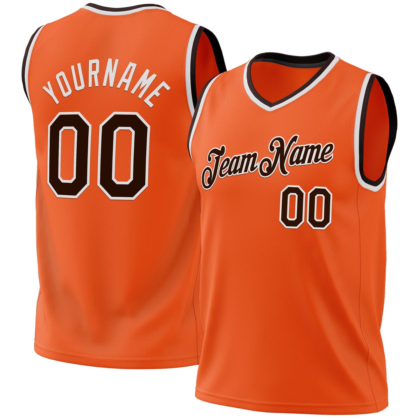 Custom Orange Brown-White Authentic Throwback Basketball Jersey - Sky-Custom