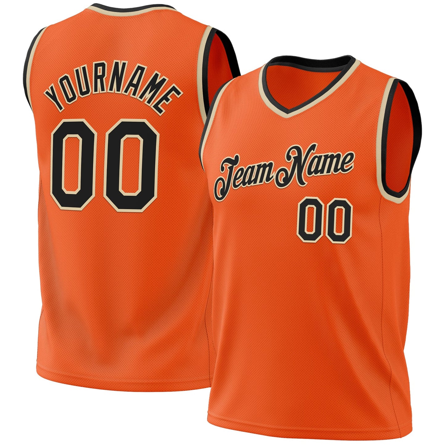 Custom Orange Black-Cream Authentic Throwback Basketball Jersey - Sky-Custom