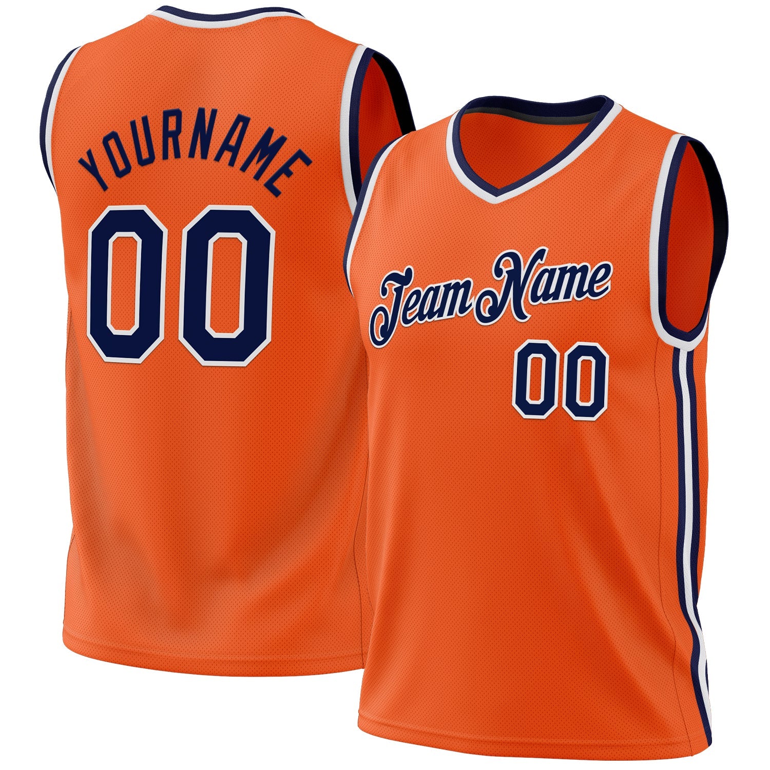 Custom Orange Navy-White Authentic Throwback Basketball Jersey - Sky-Custom