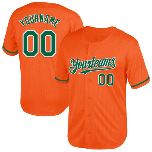 Custom Orange Kelly Green-White Mesh Authentic Throwback Baseball Jersey - Sky-Custom