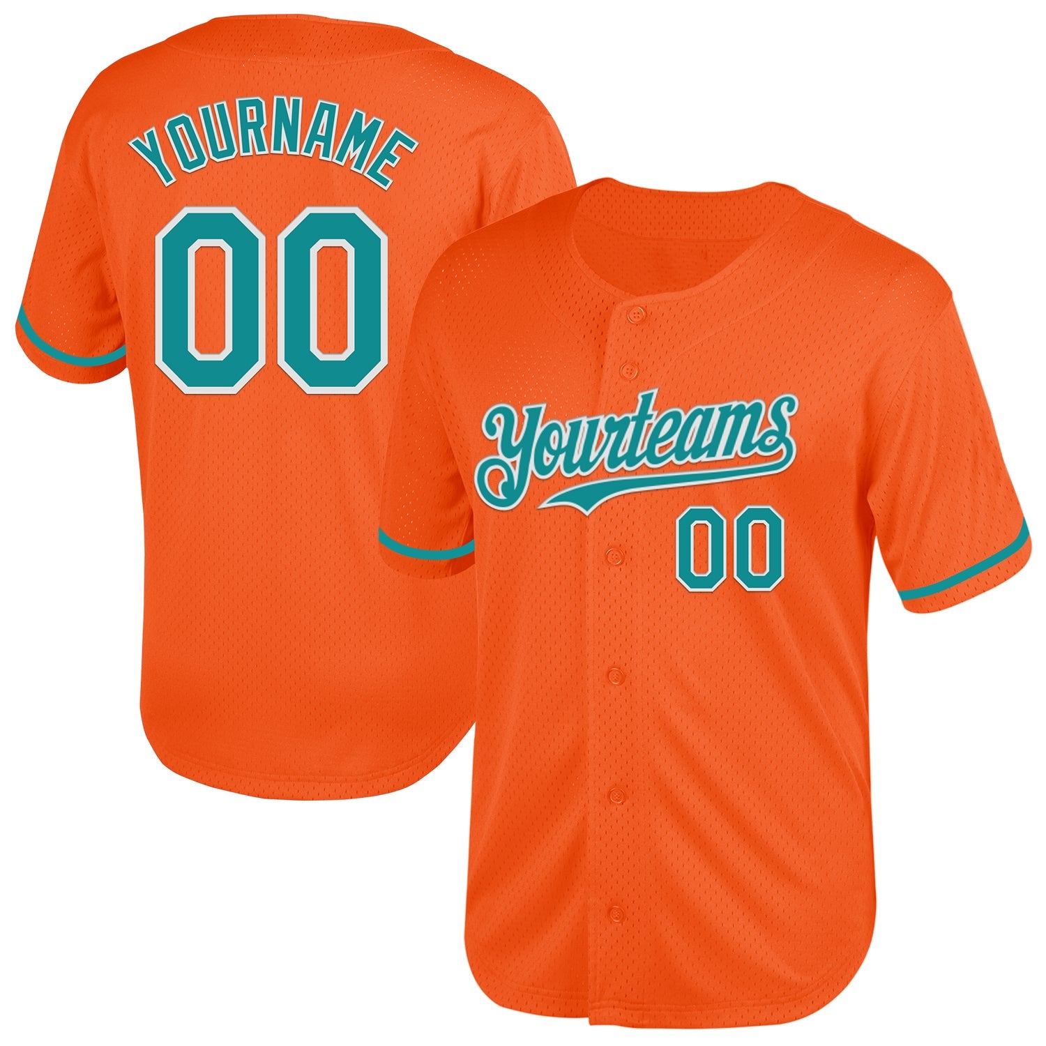Custom Orange Teal-White Mesh Authentic Throwback Baseball Jersey - Sky-Custom