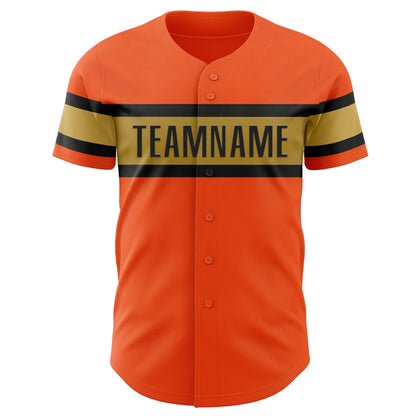 Custom Orange Black-Old Gold Authentic Baseball Jersey - Sky-Custom