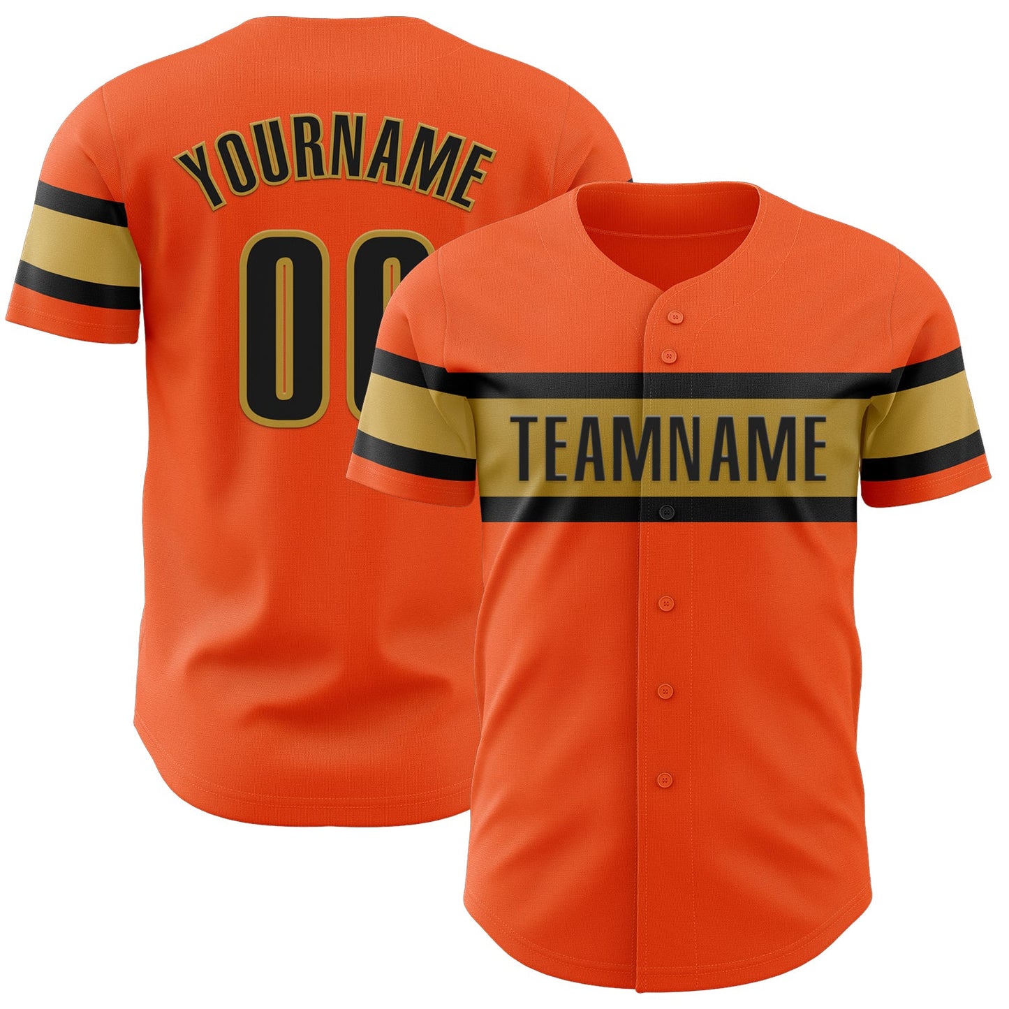 Custom Orange Black-Old Gold Authentic Baseball Jersey - Sky-Custom