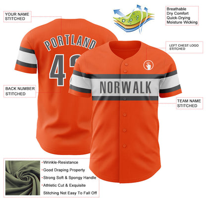 Custom Orange Steel Gray-White Authentic Baseball Jersey - Sky-Custom