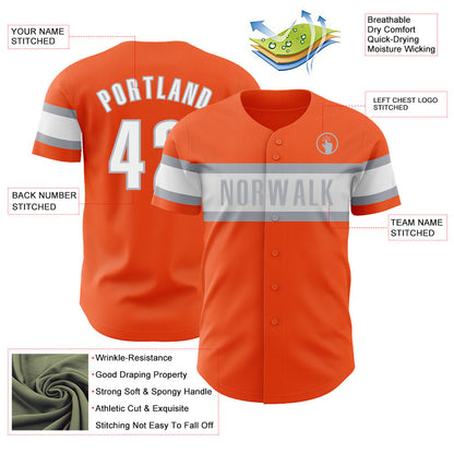 Custom Orange White-Gray Authentic Baseball Jersey - Sky-Custom
