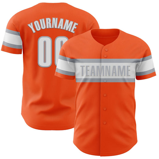 Custom Orange White-Gray Authentic Baseball Jersey - Sky-Custom