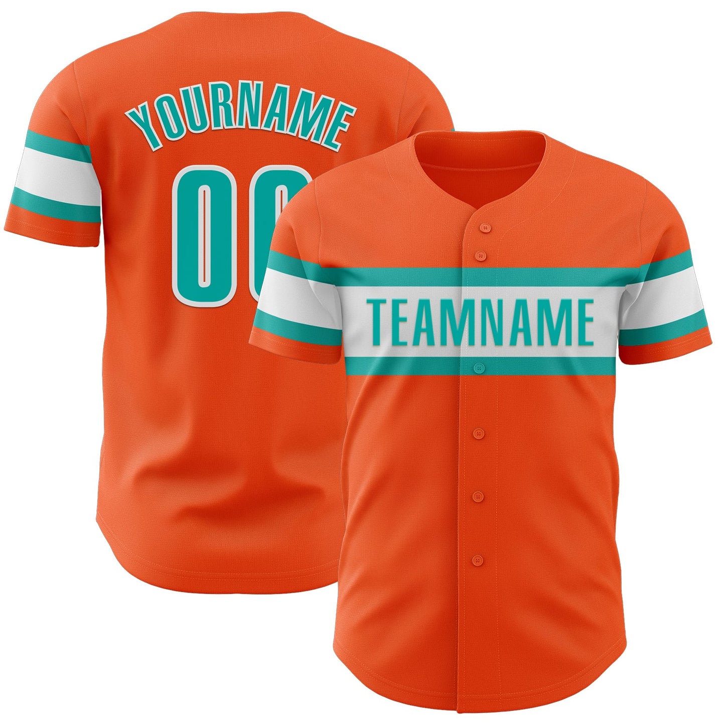 Custom Orange Aqua-White Authentic Baseball Jersey - Sky-Custom