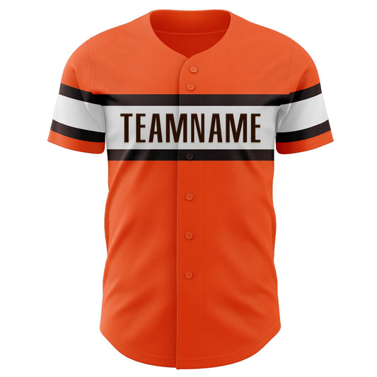 Custom Orange Brown-White Authentic Baseball Jersey - Sky-Custom