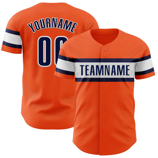 Custom Orange Navy-White Authentic Baseball Jersey - Sky-Custom