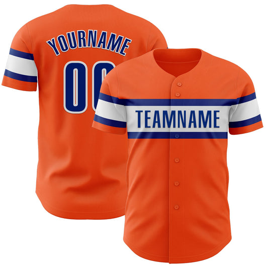 Custom Orange Royal-White Authentic Baseball Jersey - Sky-Custom