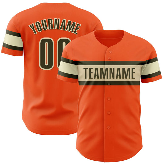 Custom Orange Olive-Cream Authentic Baseball Jersey - Sky-Custom