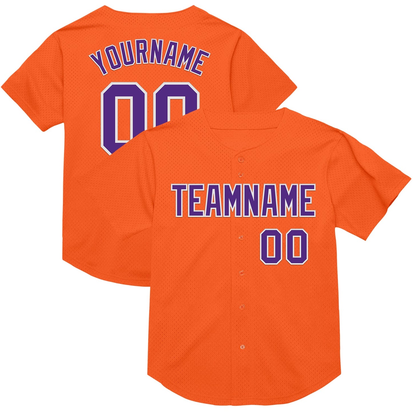 Custom Orange Purple-White Mesh Authentic Throwback Baseball Jersey - Sky-Custom