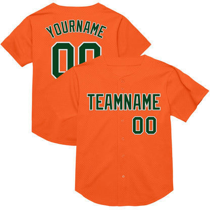 Custom Orange Green-White Mesh Authentic Throwback Baseball Jersey - Sky-Custom