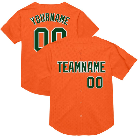 Custom Orange Green-White Mesh Authentic Throwback Baseball Jersey - Sky-Custom