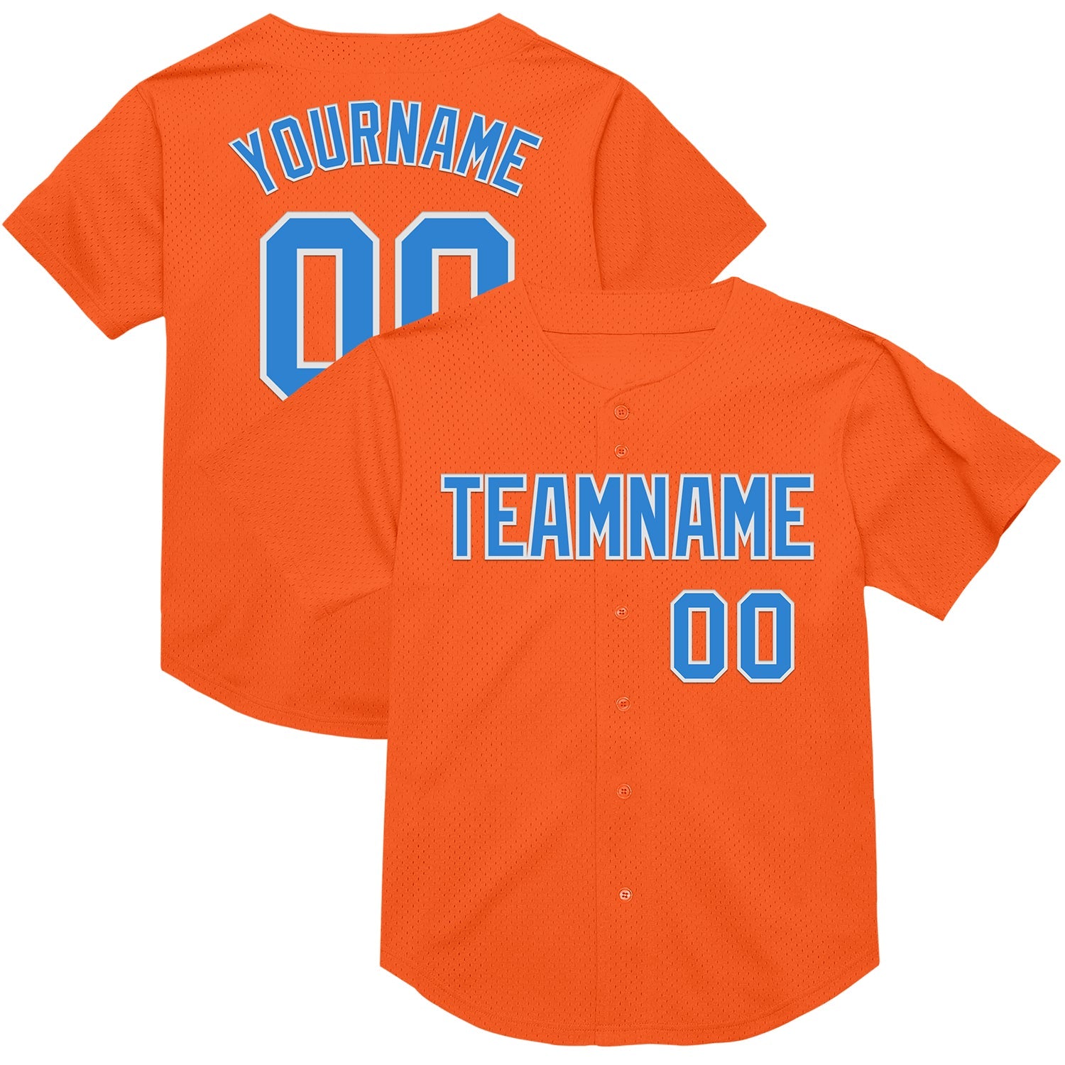 Custom Orange Electric Blue-White Mesh Authentic Throwback Baseball Jersey - Sky-Custom