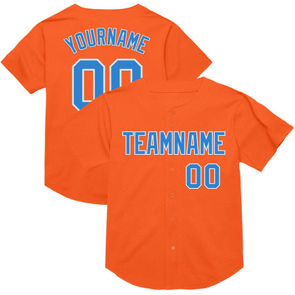 Custom Orange Electric Blue-White Mesh Authentic Throwback Baseball Jersey - Sky-Custom