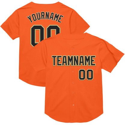 Custom Orange Black Cream-Old Gold Mesh Authentic Throwback Baseball Jersey - Sky-Custom