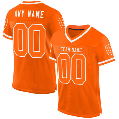 Custom Orange White Mesh Authentic Throwback Football Jersey - Sky-Custom
