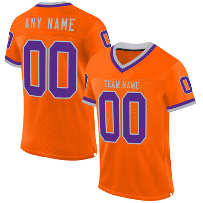 Custom Orange Purple-Gray Mesh Authentic Throwback Football Jersey - Sky-Custom