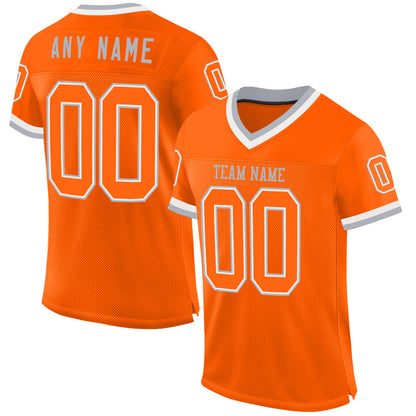 Custom Orange White-Gray Mesh Authentic Throwback Football Jersey - Sky-Custom