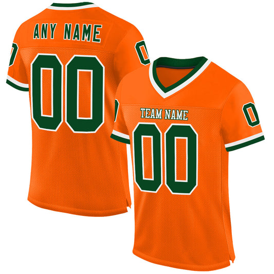 Custom Orange Green-White Mesh Authentic Throwback Football Jersey - Sky-Custom