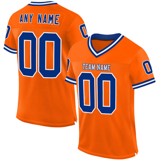 Custom Orange Royal-White Mesh Authentic Throwback Football Jersey - Sky-Custom