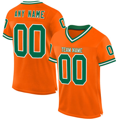 Custom Orange Kelly Green-White Mesh Authentic Throwback Football Jersey - Sky-Custom
