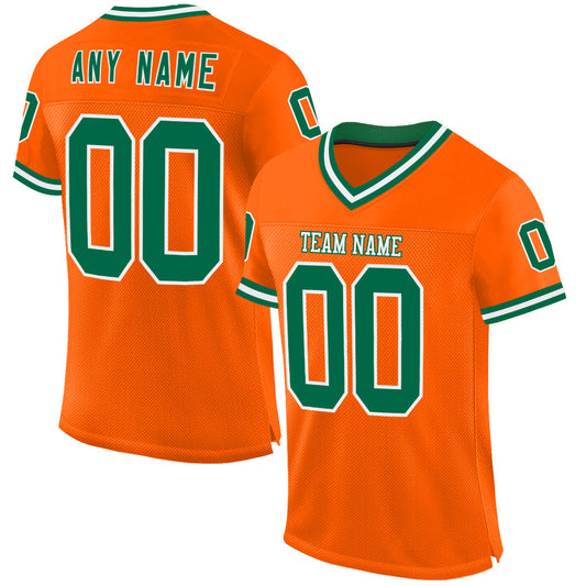 Custom Orange Kelly Green-White Mesh Authentic Throwback Football Jersey - Sky-Custom