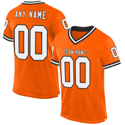 Custom Orange White-Black Mesh Authentic Throwback Football Jersey - Sky-Custom