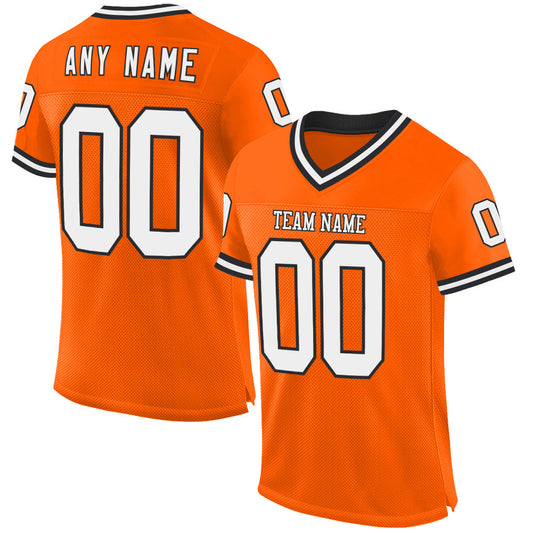 Custom Orange White-Black Mesh Authentic Throwback Football Jersey - Sky-Custom