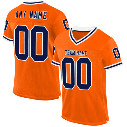 Custom Orange Navy-White Mesh Authentic Throwback Football Jersey - Sky-Custom