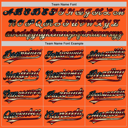 Custom Orange Vintage USA Flag-Black Authentic Throwback Baseball Jersey - Sky-Custom
