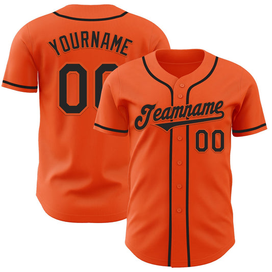 Custom Orange Black Authentic Baseball Jersey - Sky-Custom