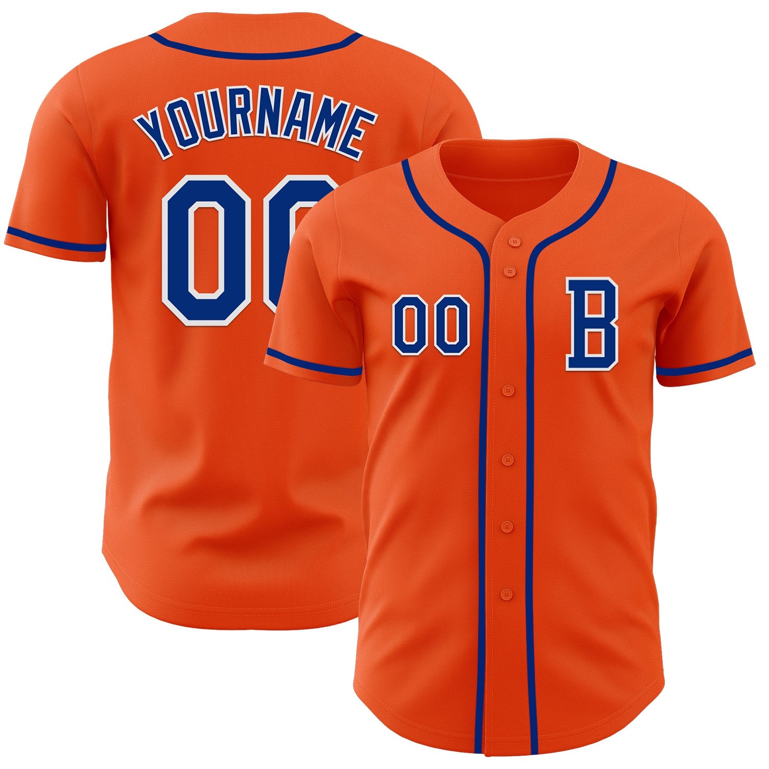 Custom Orange Royal-White Authentic Baseball Jersey - Sky-Custom