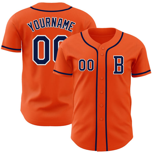 Custom Orange Navy-White Authentic Baseball Jersey - Sky-Custom