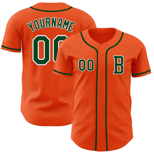 Custom Orange Green-White Authentic Baseball Jersey - Sky-Custom