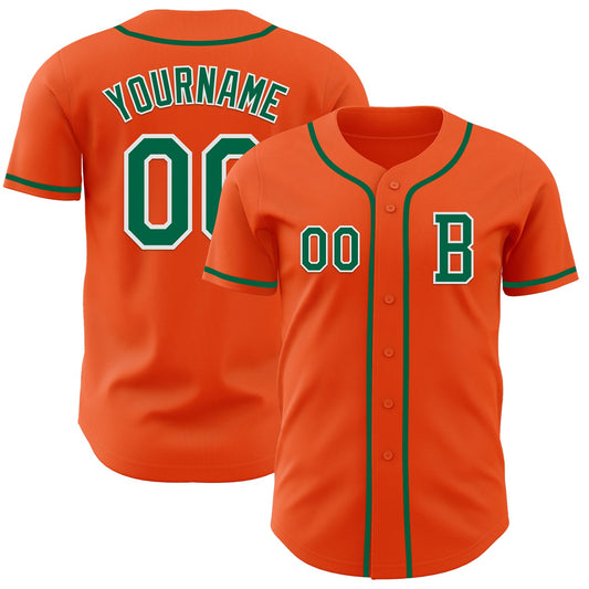 Custom Orange Kelly Green-White Authentic Baseball Jersey - Sky-Custom